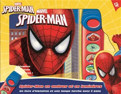 Spider-Man est là ! : un livre d'histoire et une lampe torche avec 5 sons