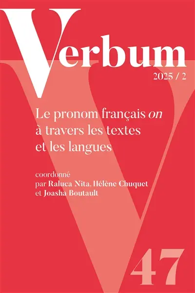 Verbum, n° 2 (2025). Le pronom français on à travers les textes et les langues