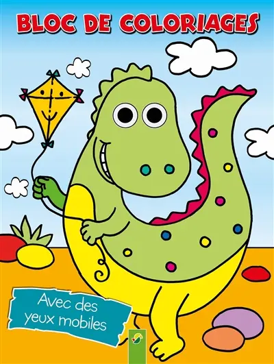 Dinosaures : bloc de coloriages avec des yeux mobiles