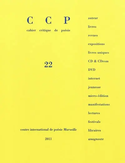Cahier critique de poésie, n° 22