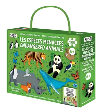 Voyage, découvre, explore. Les espèces menacées : puzzle ovale. Endangered animals : oval puzzle. Travel, learn and explore. Les espèces menacées : puzzle ovale. Endangered animals : oval puzzle