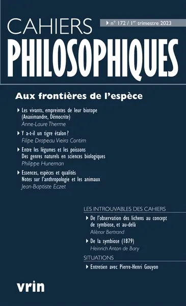 Cahiers philosophiques, n° 172. Aux frontières de l'espèce