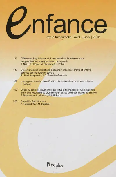 Enfance, n° 2 (2012)