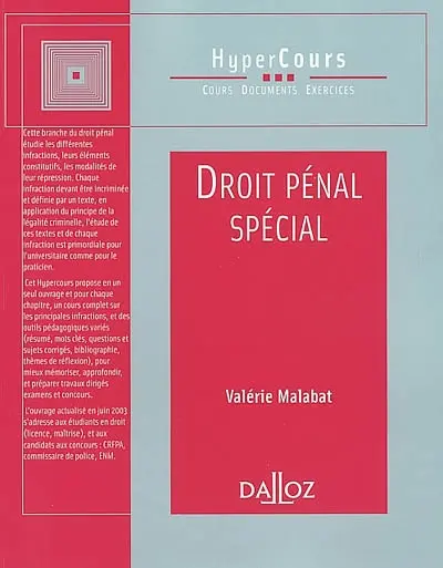 Droit pénal spécial