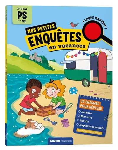 Mes petites enquêtes en vacances : de la PS à la MS : 35 énigmes pour réviser : lecture, écriture, maths, explorer le monde