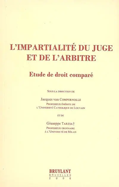 L'impartialité du juge et de l'arbitre : étude de droit comparé