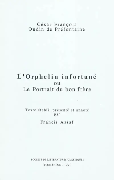 L'orphelin infortuné ou Le portrait du bon frère