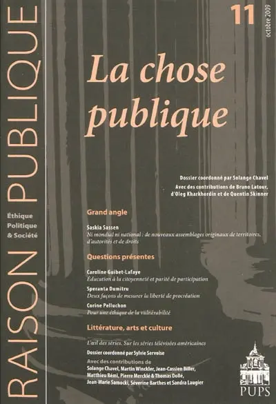 Raison publique, n° 11. La chose publique