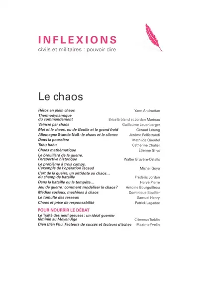 Inflexions : civils et militaires : pouvoir dire, n° 59. Le chaos