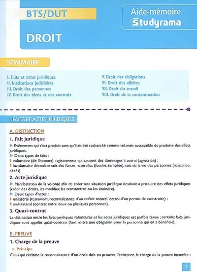 Droit, BTS-DUT