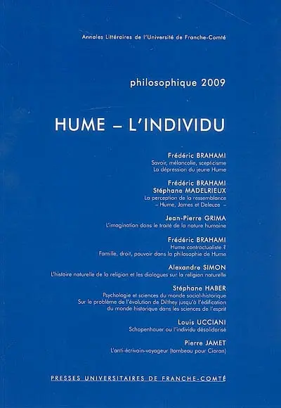 Philosophique, n° 2009. Hume, l'individu