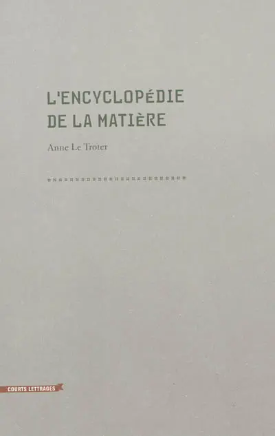 L'encyclopédie de la matière