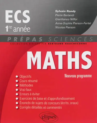 Maths ECS, 1re année : nouveau programme