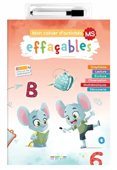 Mon cahier d'activités effaçables, MS : graphisme, lecture, écriture, observation, mathématiques, découverte
