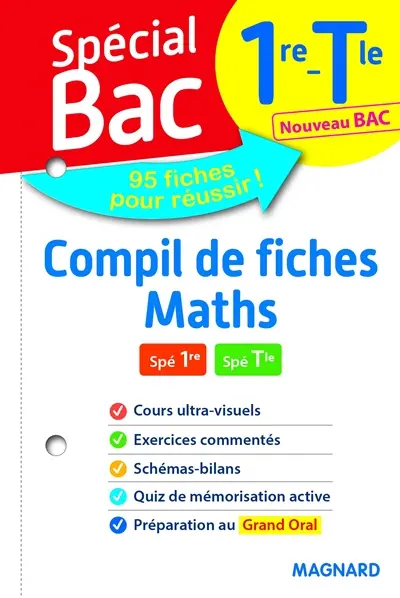 Compil de fiches maths 1re spé, terminale spé : nouveau bac : 95 fiches pour réussir !