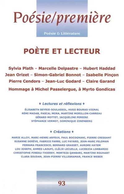 Poésie première, n° 93. Poète et lecteur