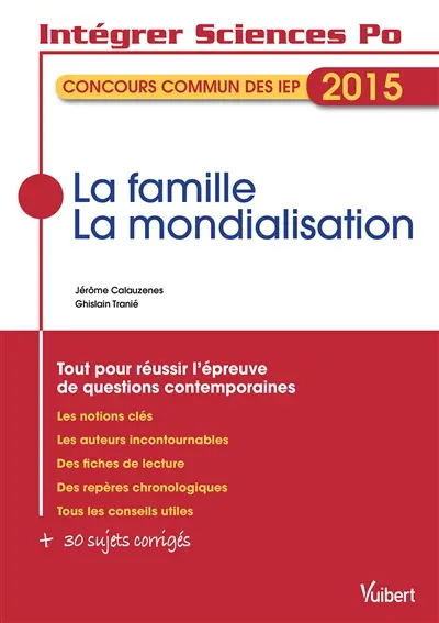 La famille, la mondialisation : concours commun des IEP 2015