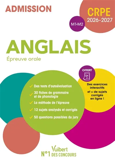 Anglais, épreuve orale : CRPE 2026-2027 : admission M1, M2