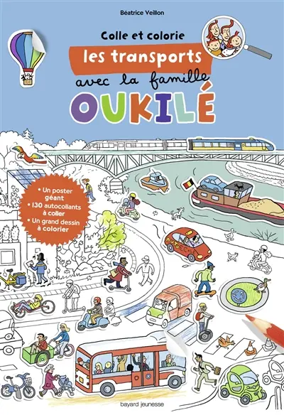 Colle et colorie les transports avec la famille Oukilé