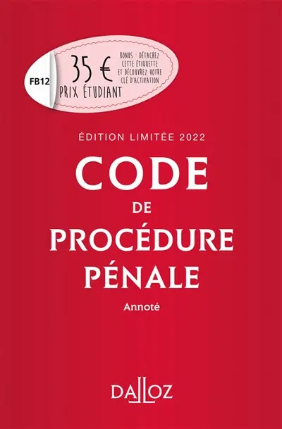 Code de procédure pénale 2022 annoté