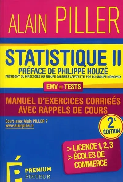Statistique : manuel d'exercices corrigés avec rappels de cours. Vol. 2