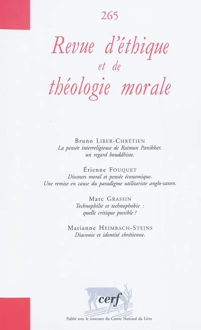 Revue d'éthique et de théologie morale, n° 265
