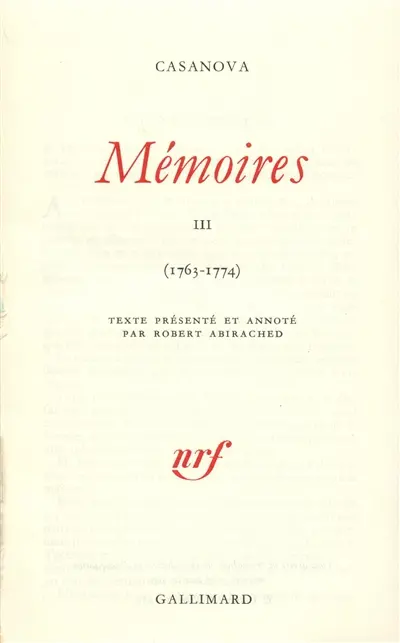 Mémoires. Vol. 3. 1763-1774