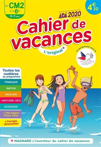 Cahier de vacances du CM2 à la 6e, 10-11 ans : toutes les matières au programme : été 2020