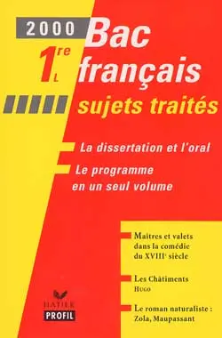 Bac français, 1re L : sujets traités : maîtres et valets dans la comédie du XVIIIe siècle ; la poésie au XIXe et au XXe siècle ; le roman naturaliste, Maupassant, Zola