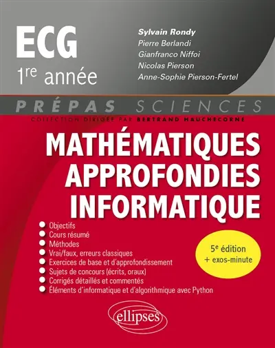 Mathématiques approfondies informatique, ECG 1re année