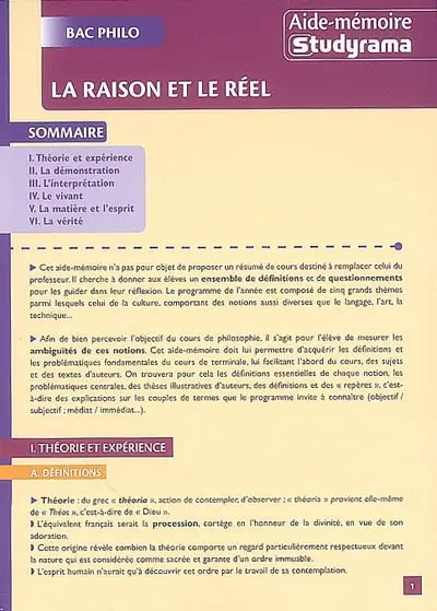La raison et le réel