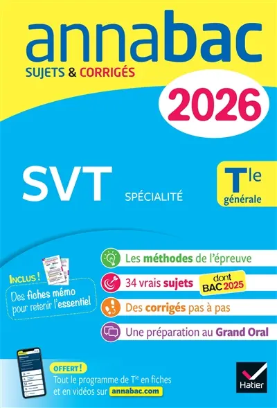 SVT spécialité, terminale générale : sujets corrigés & méthodes de l'épreuve de SVT : 2026