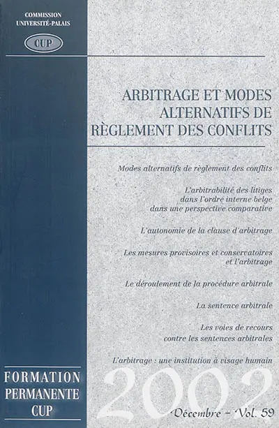 Arbitrage et modes alternatifs de règlement des conflits