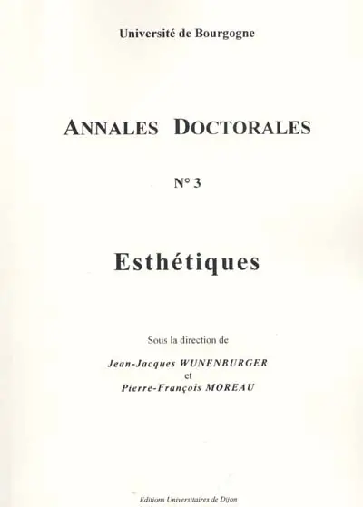Esthétiques : actes de la journée d'études du 5 mai 1999