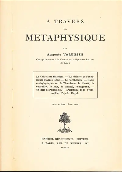A travers la métaphysique