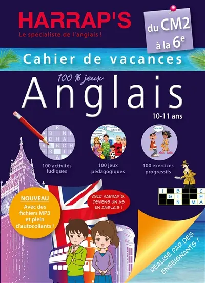 Cahier de vacances anglais Harrap's du CM2 à la 6e, 10-11 ans