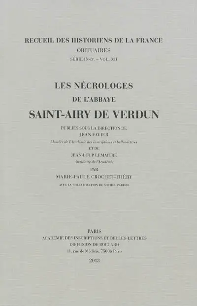 Les nécrologes de l'abbaye Saint-Airy de Verdun
