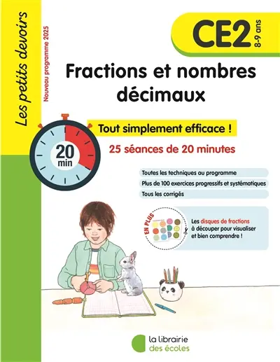 Fractions CE2, 8-9 ans : 33 séances de 20 minutes : nouveau programme 2025