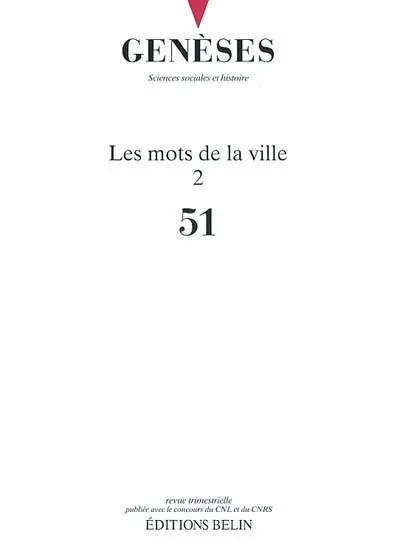 Genèses, n° 51. Les mots de la ville 2