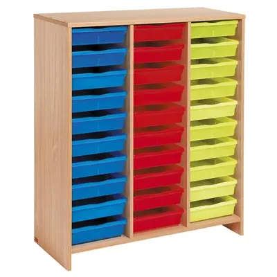 Grand meuble à 30 bacs multicolores