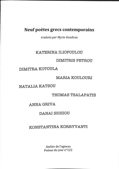 Neuf poètes grecs contemporains