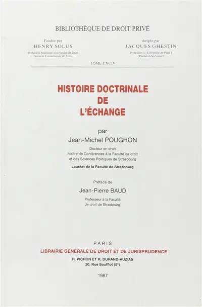 Histoire doctrinale de l'échange