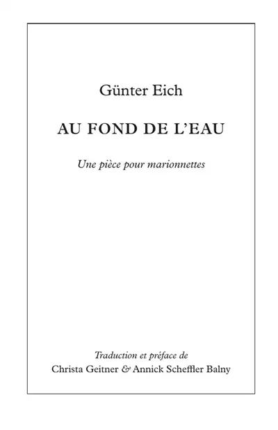 Au fond de l'eau : Une pièce pour marionnettes