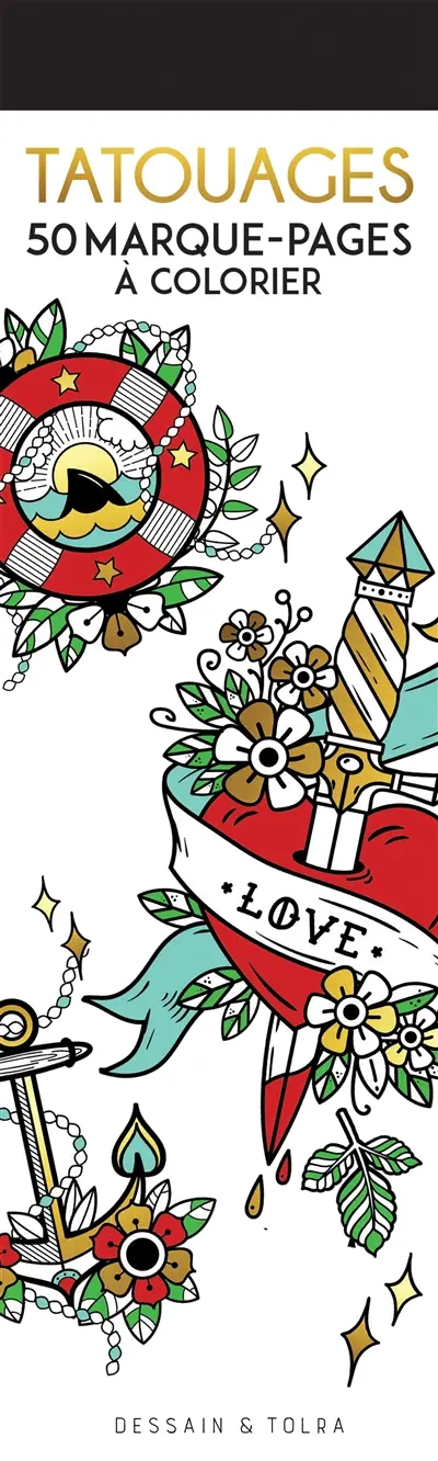 Tatouages : 50 marque-pages à colorier