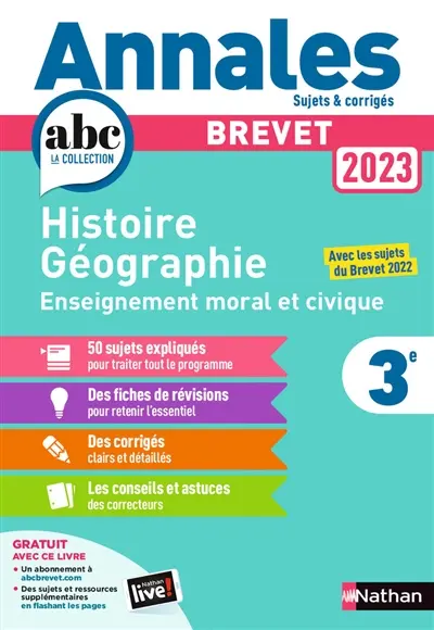 Histoire géographie, enseignement moral et civique 3e : brevet 2023