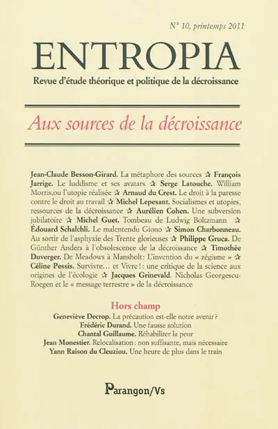 Entropia, n° 10. Aux sources de la décroissance