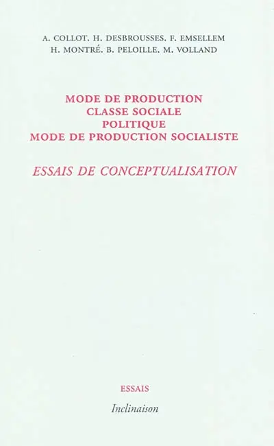 Mode de production, classe sociale, politique, mode de production socialiste : essais de conceptualisation