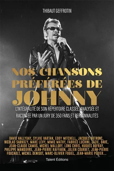 Nos chansons préférées de Johnny : l'intégralité de son répertoire classée, analysée et racontée par un jury de 350 fans et personnalités : David Hallyday, Sylvie Vartan, Eddy Mitchell, Jacques Dutronc...