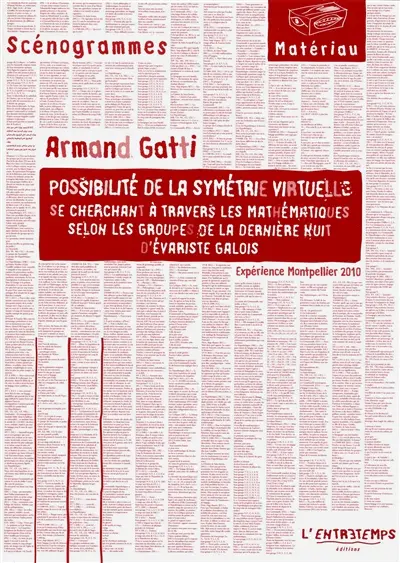 Possibilité de la symétrie virtuelle se cherchant à travers les mathématiques selon les groupes de la dernière nuit d'Evariste Galois : expérience, Montpellier, 2010