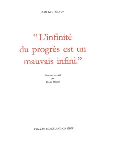 L'infinité du progrès est un mauvais infini